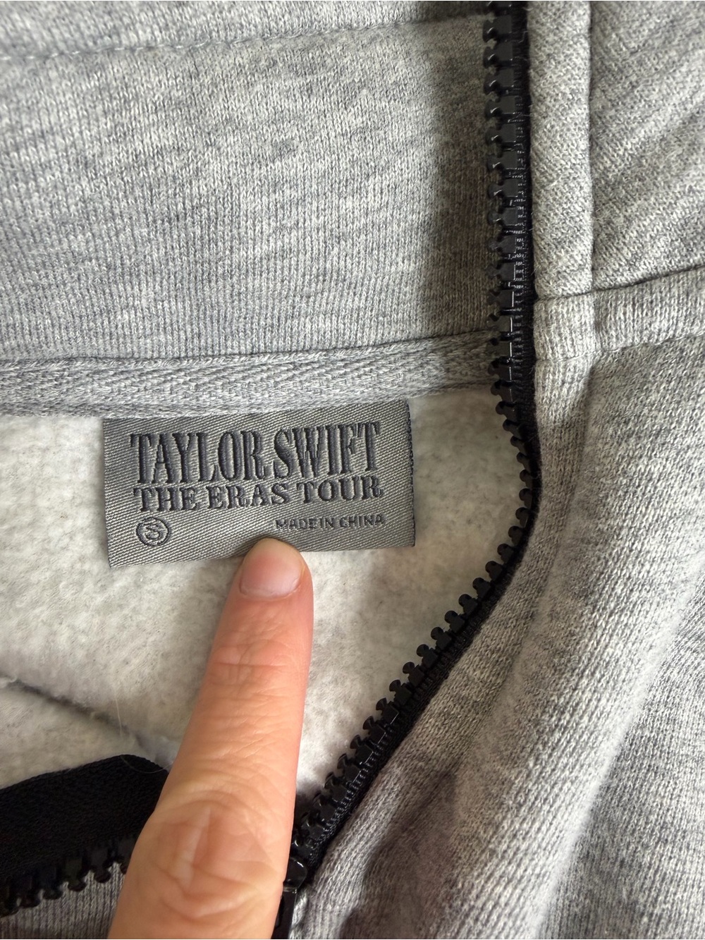 Taylor Swift Grey Quater Zip-Up Eras Tour Hoodie with Black Zipper